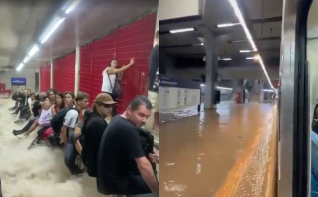 Chuva Intensa Transforma Estação de Metrô em Cachoeira na Zona Norte de SP