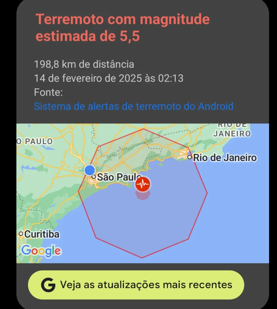 São Paulo e Rio Recebem Alerta de Terremoto na Madrugada desta Sexta-Feira