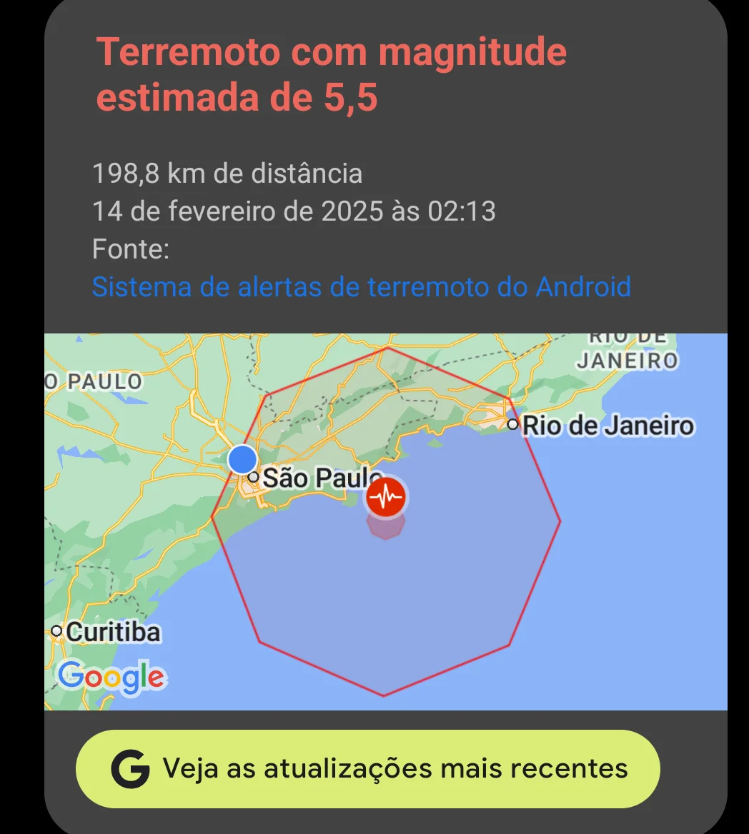 São Paulo e Rio Recebem Alerta de Terremoto na Madrugada desta Sexta-Feira